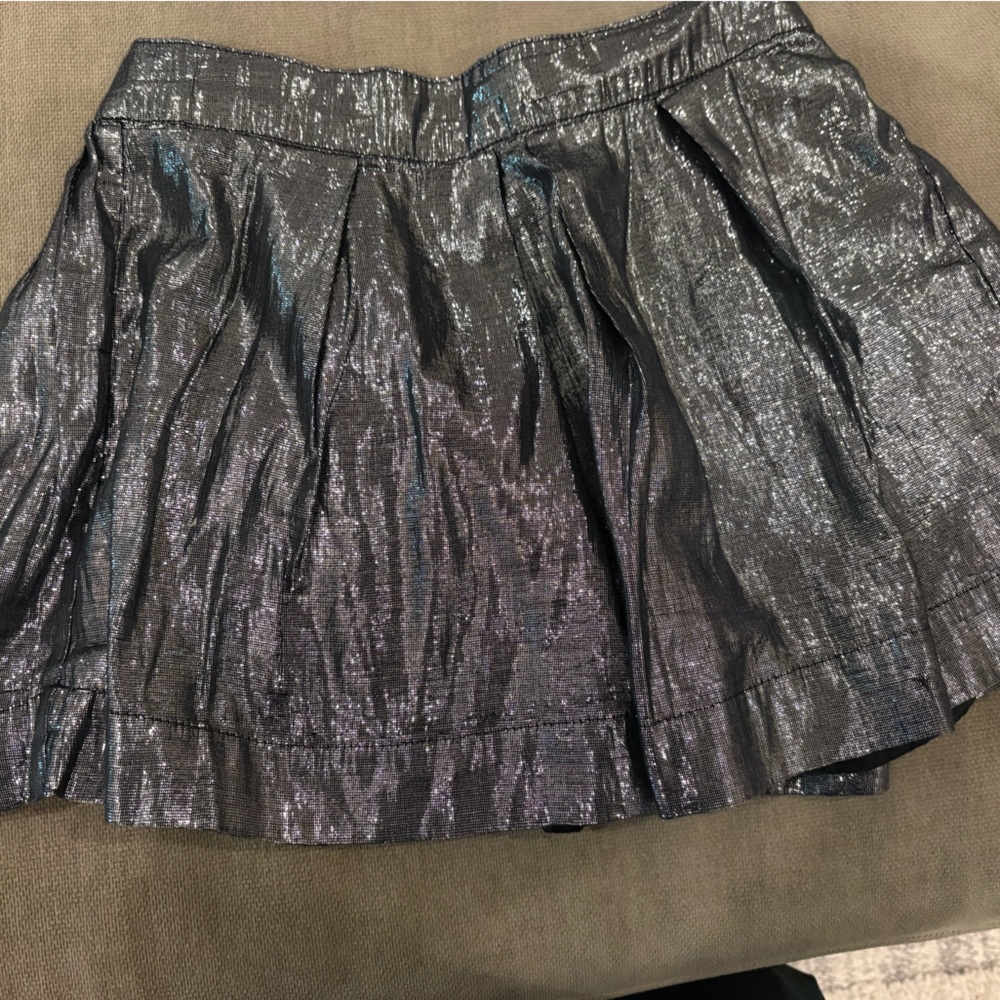 GAP Metallic Gunmetal Pleated Mini Skirt